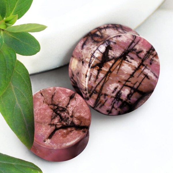 Natural Rhodonite Stone Saddle Plug