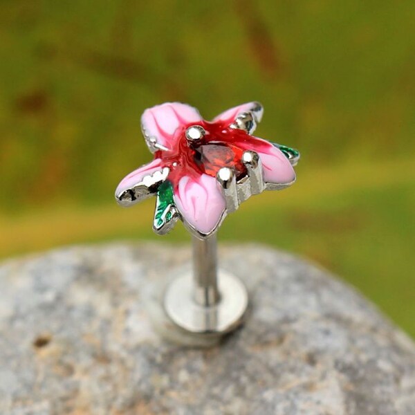 316L Stainless Steel Hibiscus Flower Labret