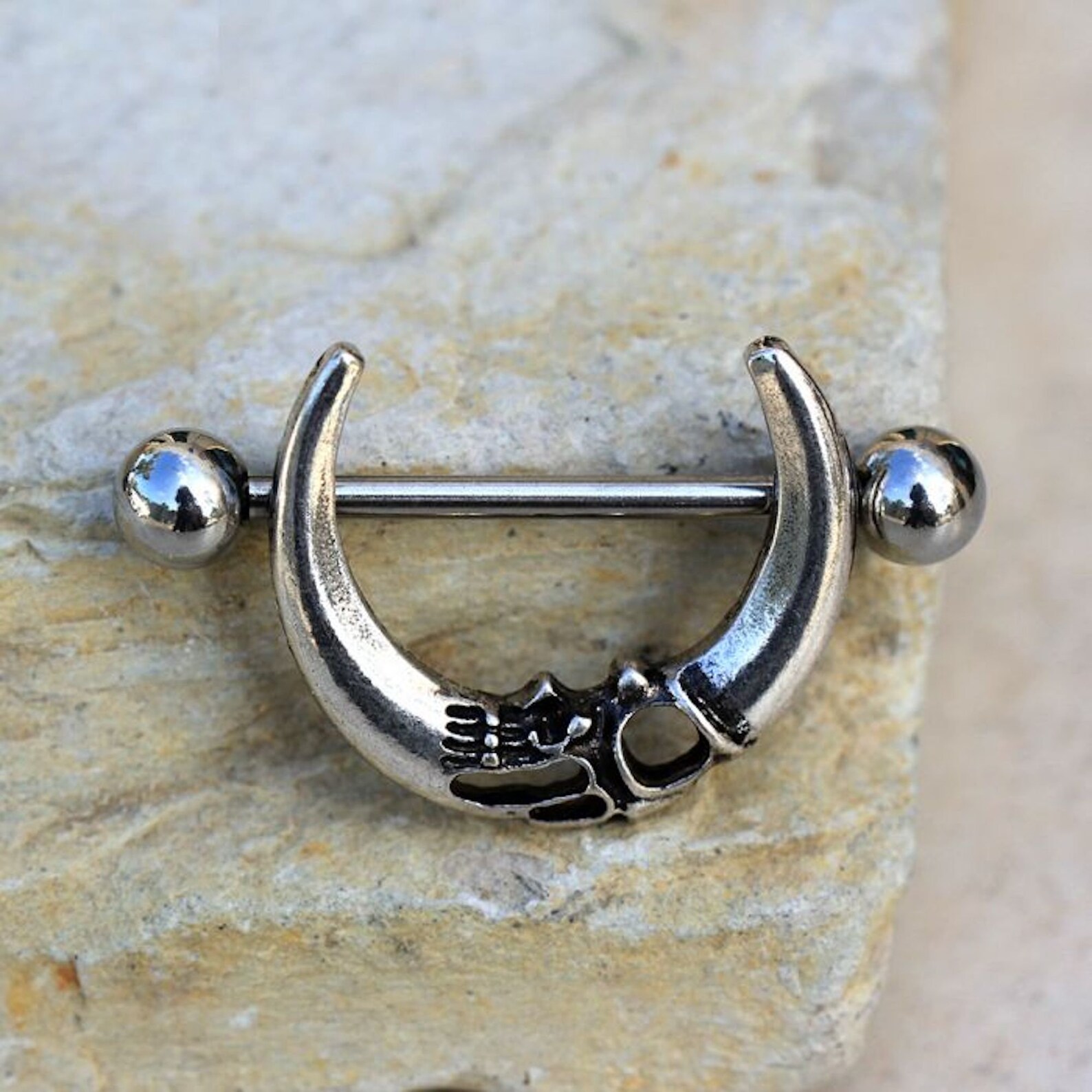316L Stainless Steel Gothic Crescent Moon Nipple Shield Etsy