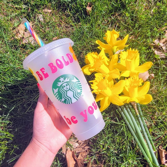 Retro Flowers Starbucks Cup Personalized Starbucks Cold Cup 