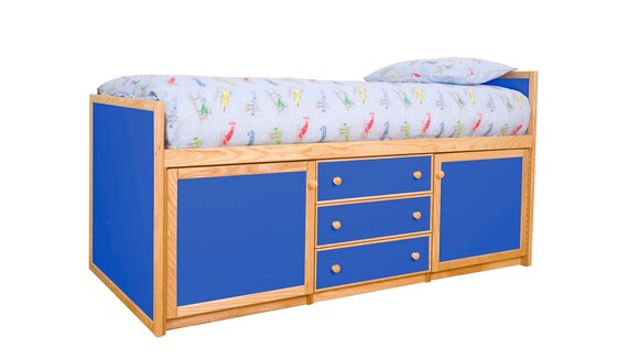 Blue Cabin Bed Kids Cabin Bed Childrens Bed With Storage Etsy