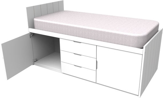 white cabin bed