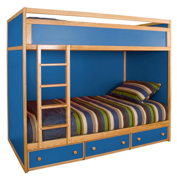 Blue Bunk Bed Kids Bunk Bed Bunk Bed With Drawers Etsy