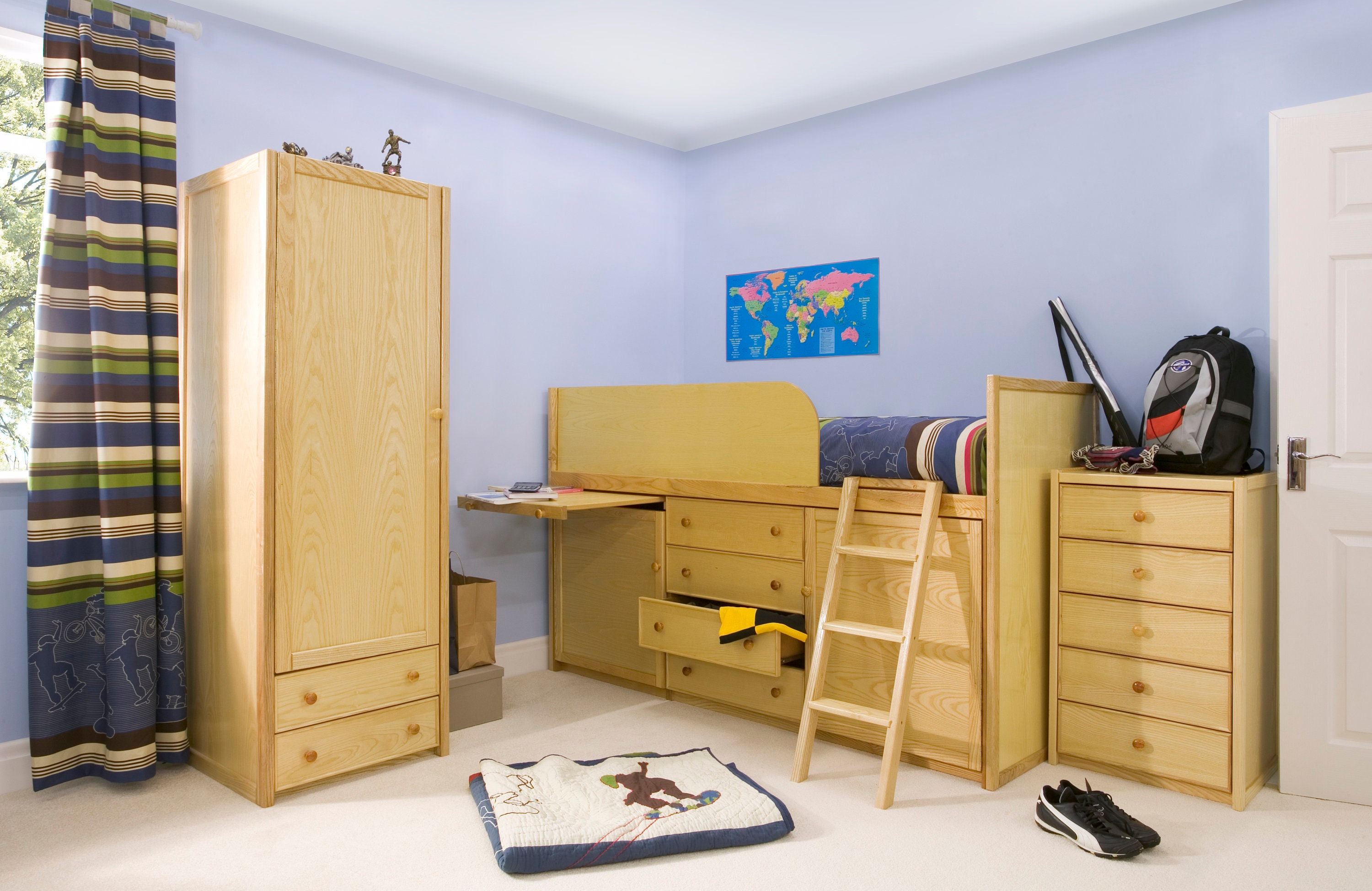 Wooden Captains Bed Kids Cabin Childrens With Storage