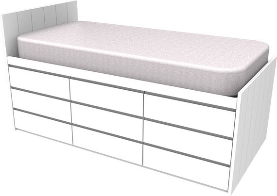 white cabin bed with drawers