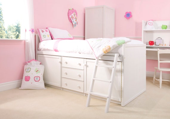 childrens white cabin bed