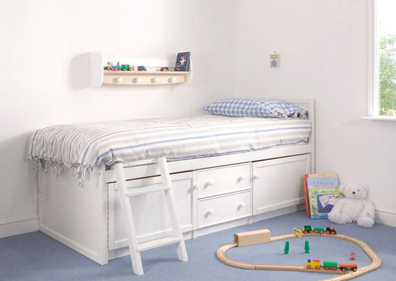 kids white storage bed