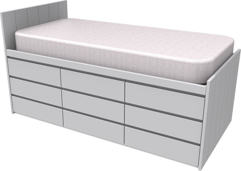 grey cabin bed with storage