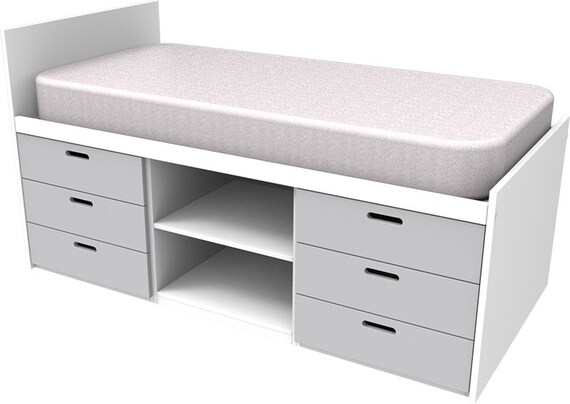 grey cabin bed with storage