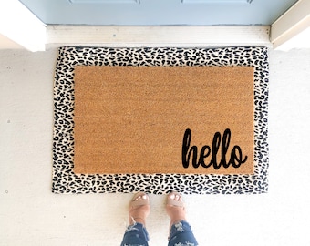 Hello doormat - spring door mat - wedding gift - anniversary gift - housewarming gift - hello door mat