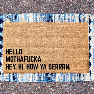 Lil Wayne door mat - Hello mothafucka door mat, funny doormat, welcome mat