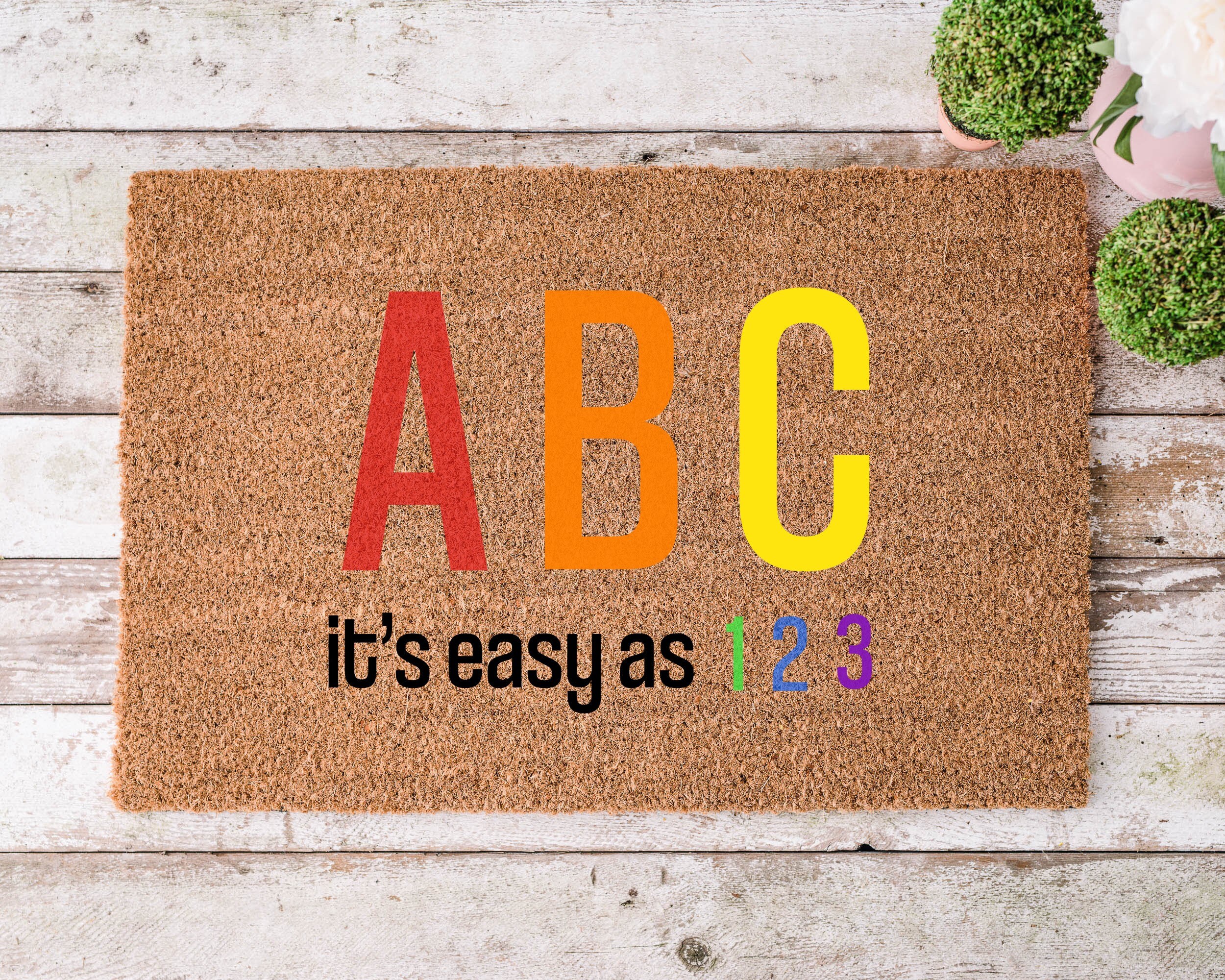 ABC Easy as 123 Door Mat Funny Doormat Back to School Etsy UK