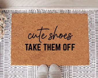Cute shoes door mat / take them off doormat / funny door mat / welcome mat