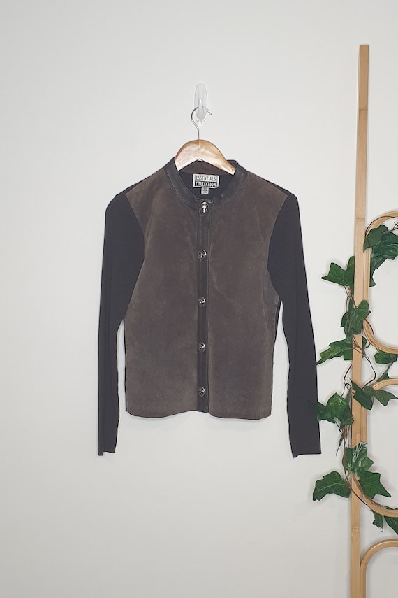 Vintage 90s Suede Cotton Blend Jacket Cardigan Siz