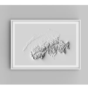 Schweiz Relief Karte Druck