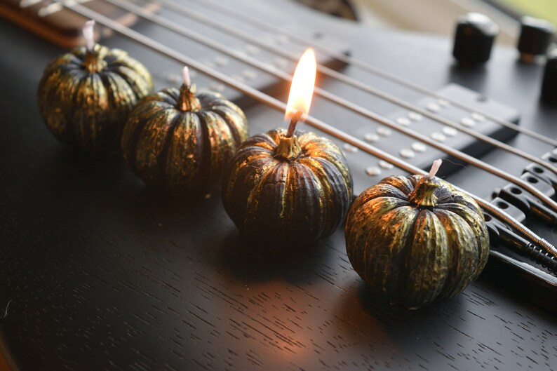 Mini pumpkin candle. Set of 4 candles Hand-painted candles. | Etsy