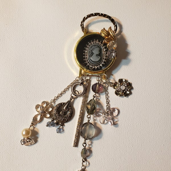 Re-Purposed Watch With Embellishments Purse Handbag Charm or Necklace