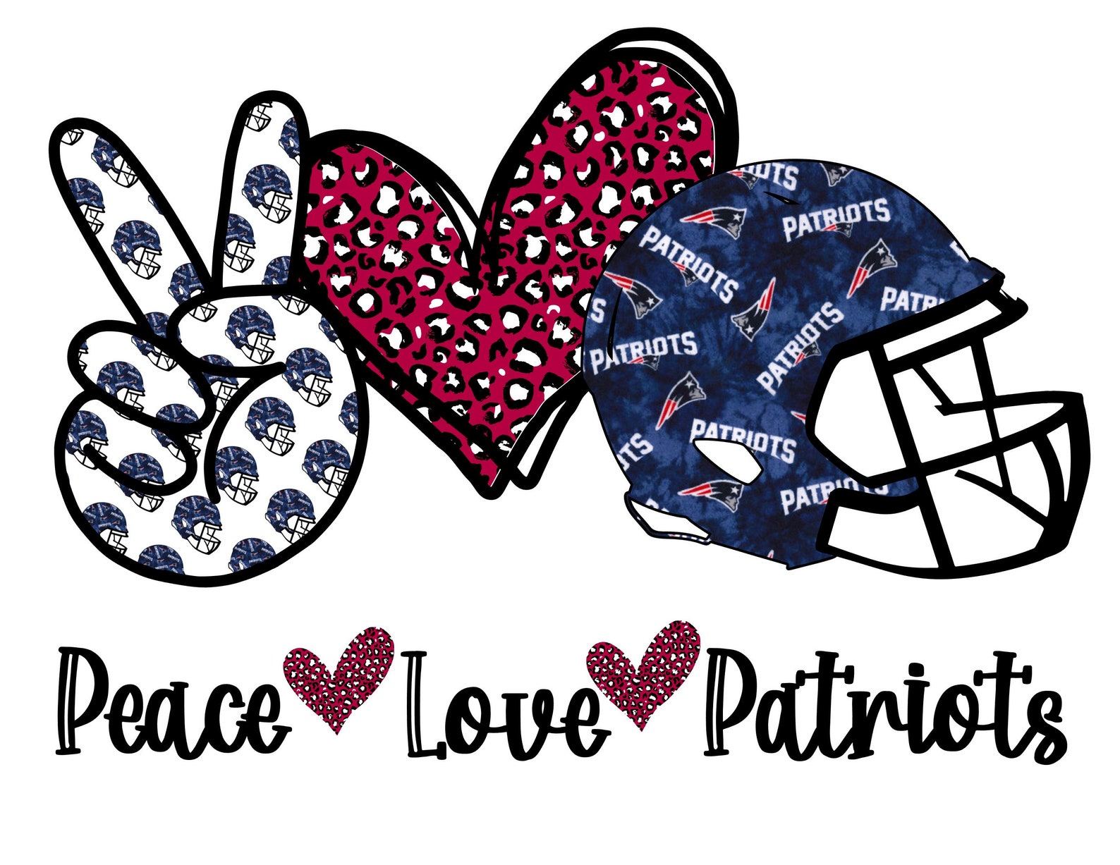 Peace Love New England Patriots Football Sublimation PNG Etsy