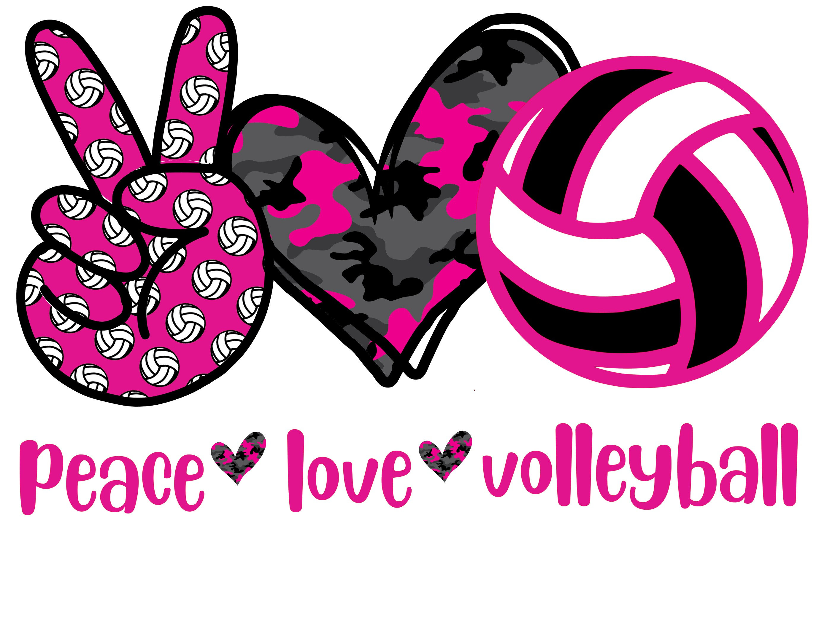 Peace Love Volleyball Camo Sublimation PNG 300 dpi Etsy