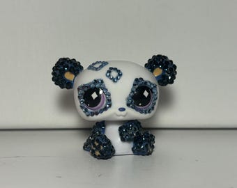 Littlest Pet Shop OOAK Custom Blue Panda Bear Gen 7 Bedazzled