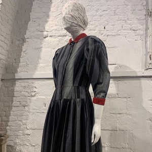 Rare Vintage 1980s Folk Anastasia Paris Degrade Cotton Puffed Sleeve Victorian Dress