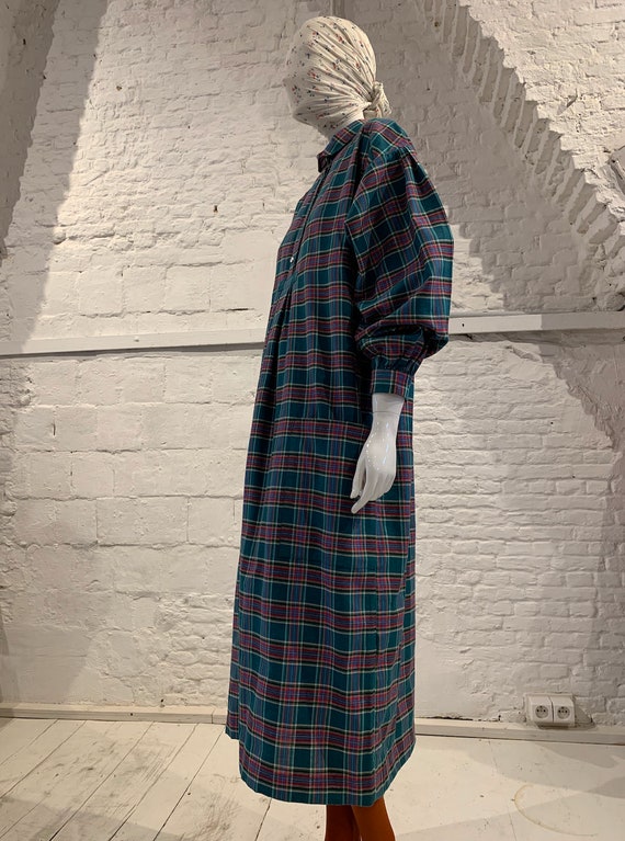 Vintage 1980s plaid maxi cotton prairie smock ball