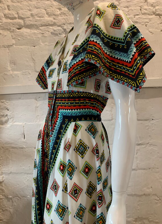 Vintage 1970s Bandana print cotton button down dr