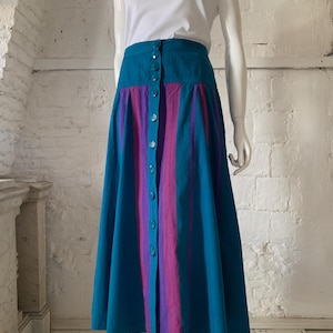 Rare Vintage Gunilla Pontén Scandinavian Colourblock Cotton Full Skirt