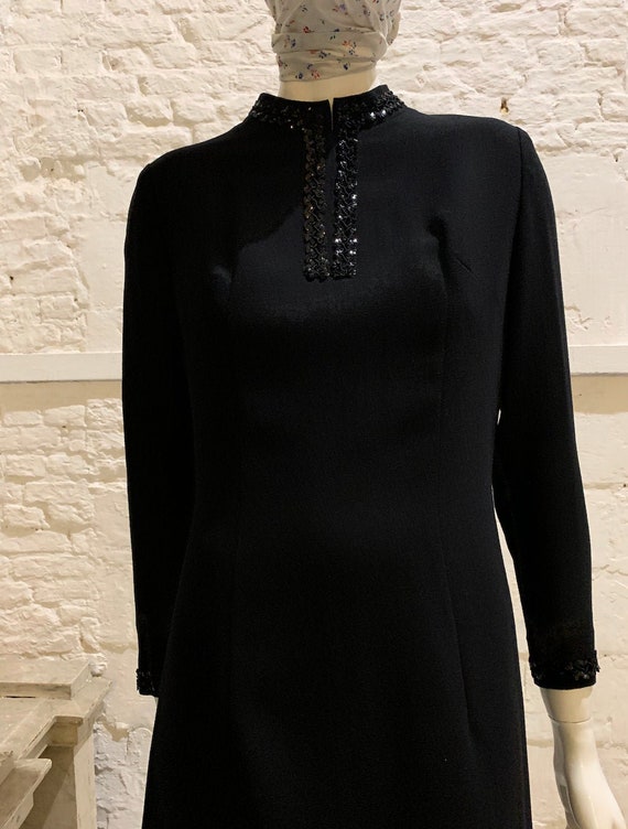 Vintage 1960s/70s black embellished woll mod dress