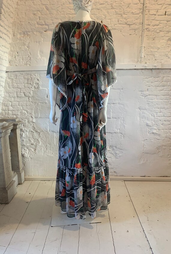 Vintage 1970s Floral Prairie dress C&A angel sleev