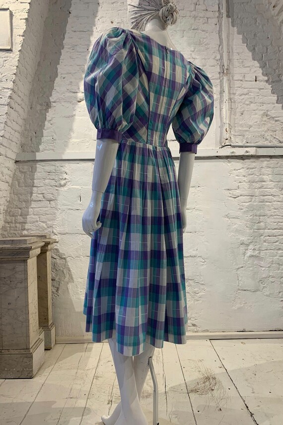 Vintage 1980s Prairie Madras Pastel Plaid Cotton … - image 8