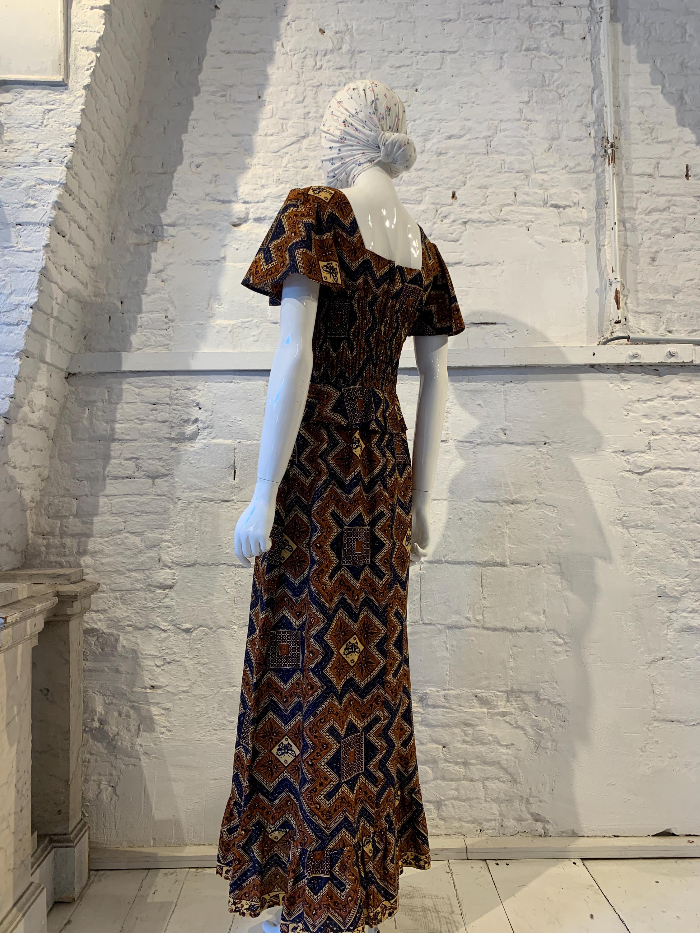 Vintage 70s Floral Maxi Dress, Smocked Bodice, Angel Sleeve - Etsy