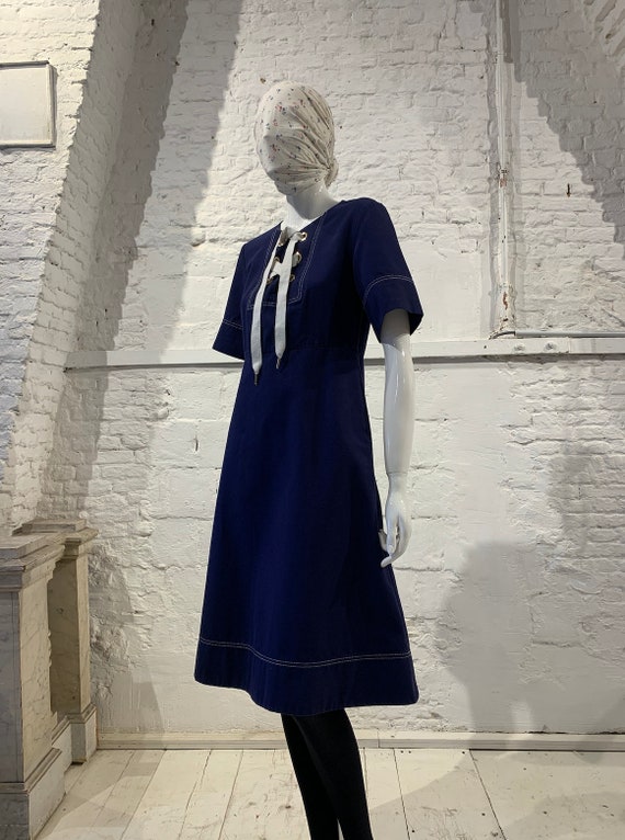 Vintage Mod Cotton Blue Nautical A-line Scooter Dress France - Etsy