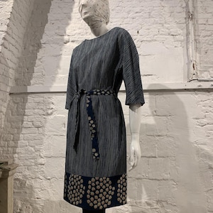 Rare Vintage 1960s Marimekko Puketti Striped Floral Cotton Dress