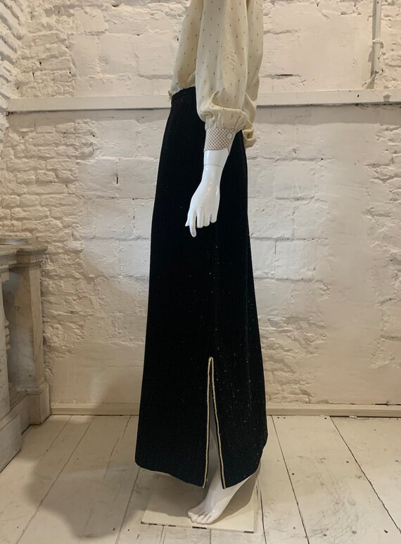 Vintage 1970s glitter pinstripe velvet maxi skirt.