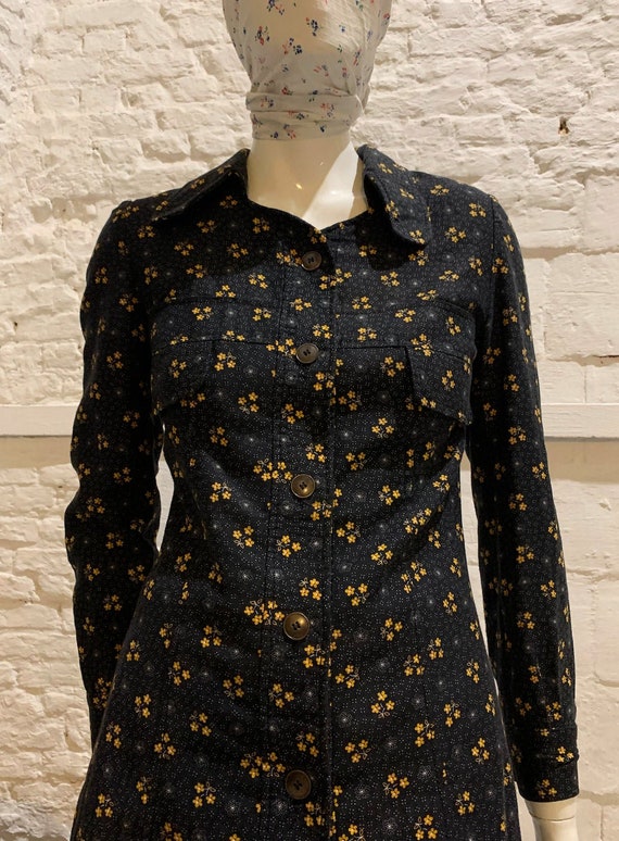 Vintage 1970s prairie beagle collar floral shirt/