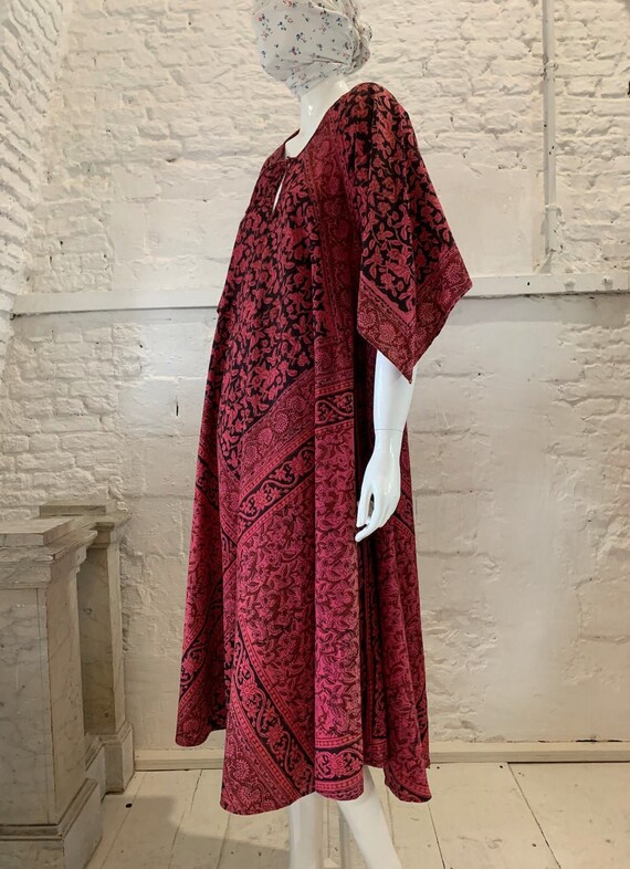 Vintage 1970s Indian Cotton floral block print ov
