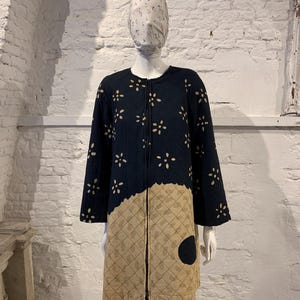 RARE Vintage Folk Marimekko Suomi Finland Abstract Print  Semiramis Katsuji Wakisaka Quilted Smock Princess Jacket