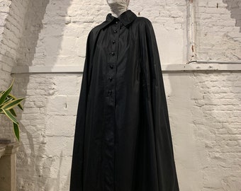 Vintage 1970s Feminella England Black  Victorian Gothic Opera Cape Cloak Coat Cape Victoriana