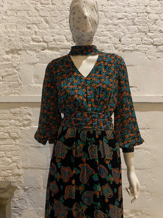 Vintage prairie floral and paisley Maxi dress,ball