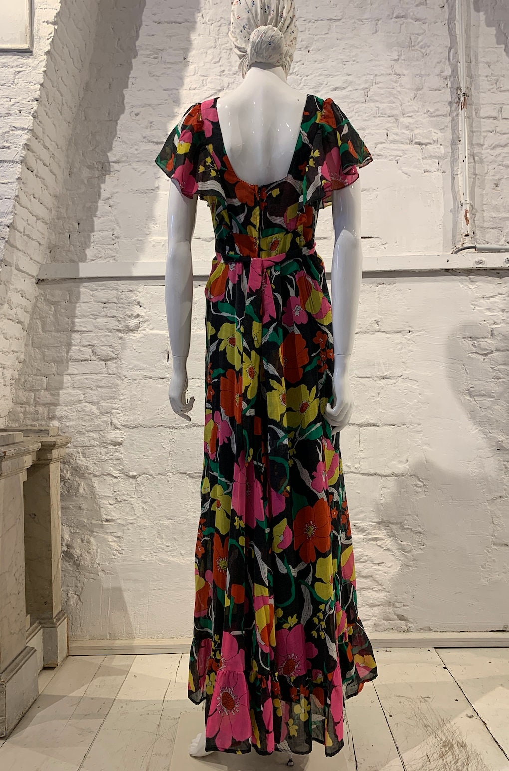 Rare Vintage 1970s David Silverman British Boutique Floral Poppy 