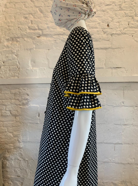 Vintage 1970s polka dots ruffle maxi dress Made