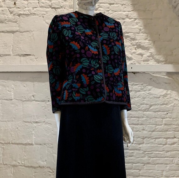 Vintage GUY LAROCHE floral corduroy cropped jacket