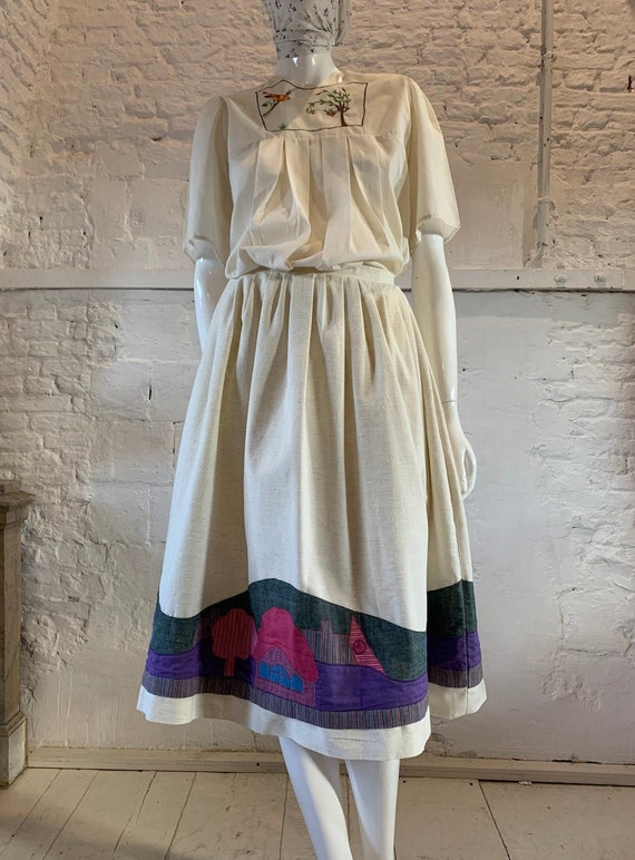 Vintage 1970s prairie , folk patchwork skirt... co