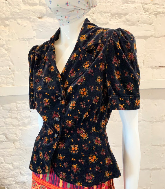 Vintage 1970s prairie/ floral/glam rock puff sleev