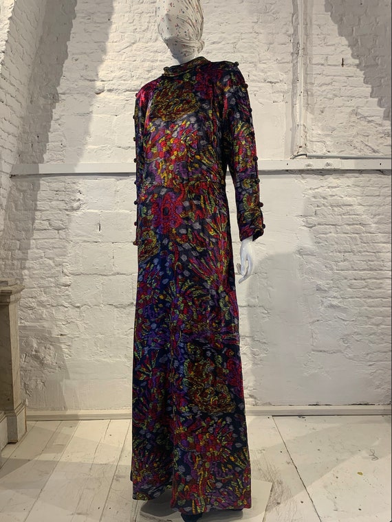 Vintage Vera Mont floral prairie velvet maxi dress