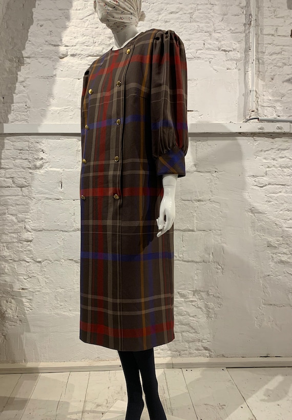 Vintage 1980s plaid oversized wool dress.... puffe