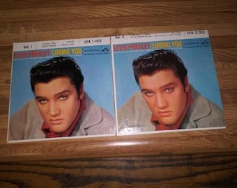 Elvis Vintage 45's from movie Loving You. Songs include Loving You and Teddy Bear plus more.