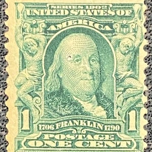 Ben Franklin stamps. Celebrated founding Father.