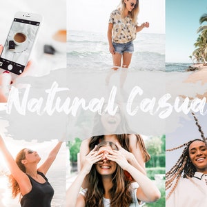 K&ouml;nnte beinhalten: Eine Collage aus Bildern, die Menschen zeigen, die einen l&auml;ssigen, nat&uuml;rlichen Lebensstil genie&szlig;en. Die Bilder zeigen eine Frau, die ein Foto von einer Tasse Kaffee macht, eine Frau, die im Meer steht, eine Frau mit erhobenen Armen, eine Frau, deren Augen von einer anderen Frau bedeckt sind, und eine Frau mit langen Z&ouml;pfen, die in die Kamera l&auml;chelt.